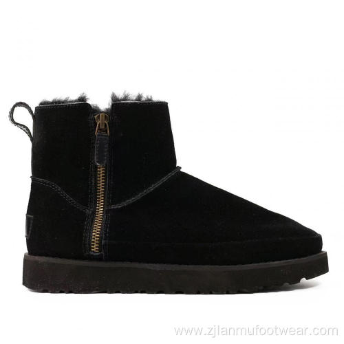 Side Zipper Design Genuine Leather Causal Boots